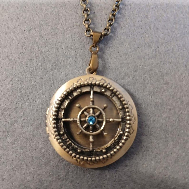 Antique Bronze Nautical Compass Locket Necklace - Etsy