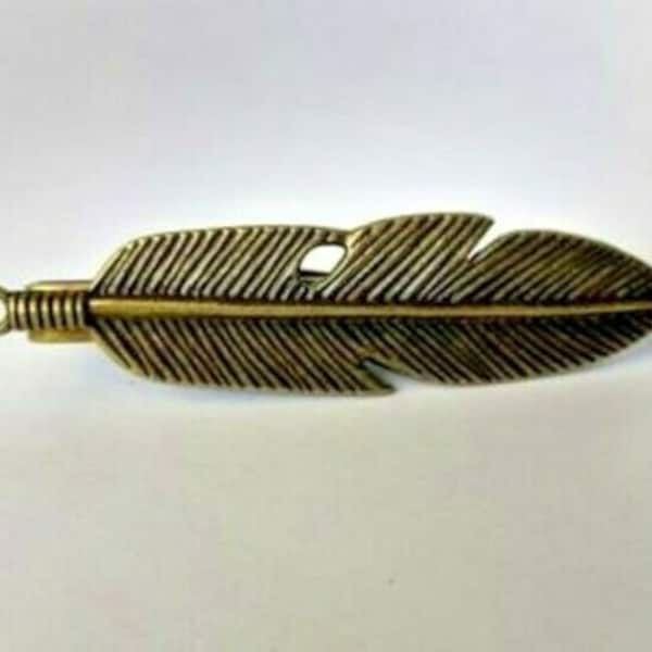 Antique Bronze Feather Tie Clip Bar Pin Great Gift for Him Graduation Wedding Birthday Halloween Party Novelty Gift under 20 Christmas