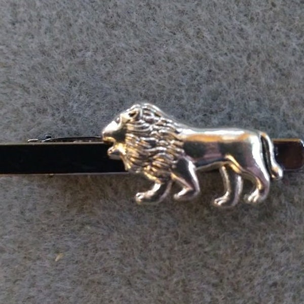 Lion Tie Clip Clasp Bar Great Gift for Him Nature Inspired Animal Lovers Birthday Anniversary Christmas