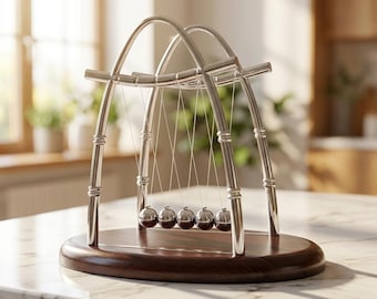 Culla di Newton Giocattolo da scrivania Palline di equilibrio cinetico Pendolo in metallo per fisica Decorazione per ufficio Regalo per dirigenti Ornamento da scrivania Scienza Decorazione per la casa Espositore