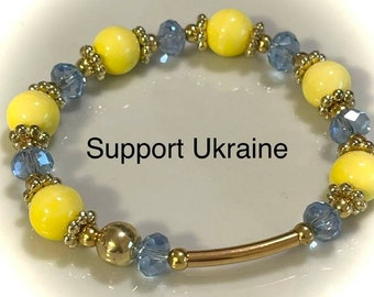 Support Ukraine Bracelet, FREE SHIPPING, blue and yellow,  Ukraine