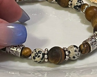 Father’s Day, Dalmation Jasper & Matte Tiger's Eye Bracelet