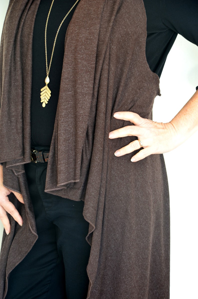 Hot Chocolate Brown Sleeveless Kimono Etsy