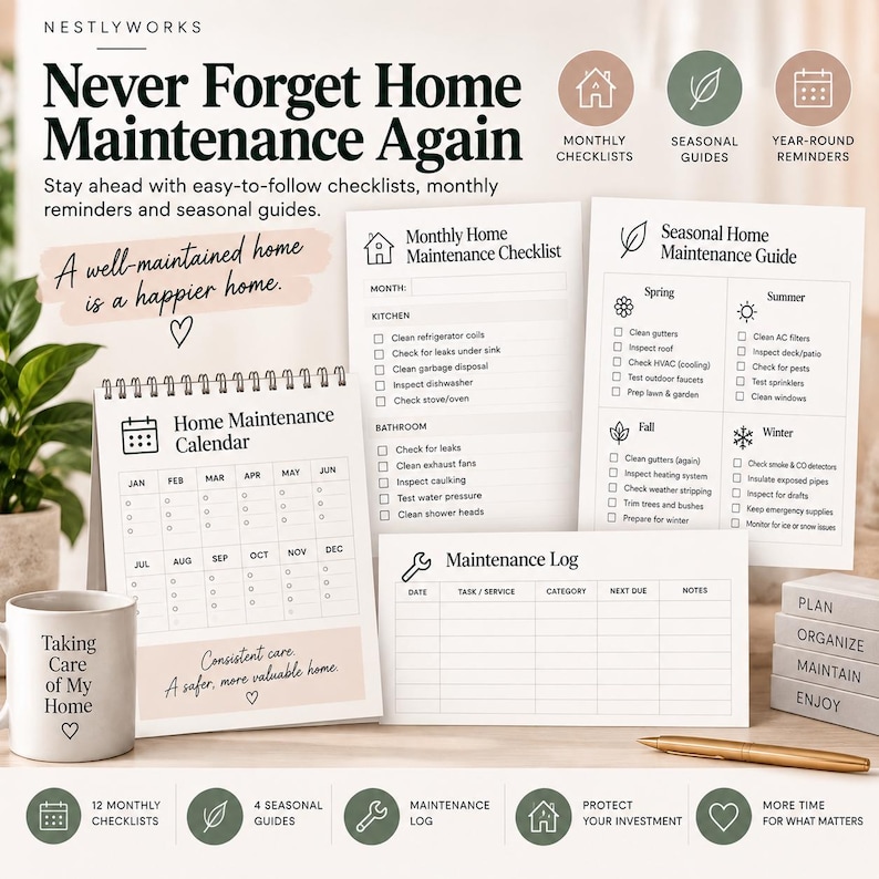 First Time Homeowner Planner, Home Maintenance Binder & Home Management ...