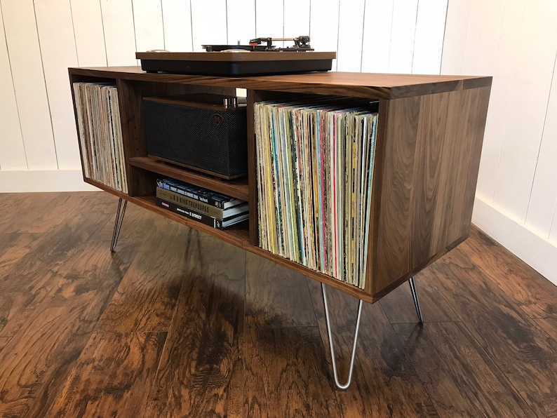 Solid Walnut Stereo and Turntable With Album Storage. Etsy