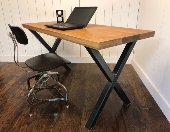 Solid White Oak Desk With Contemporary Steel Legs Industrial Solid White Oak Desk With Contemporary