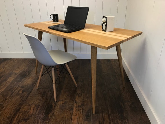In Stock Mid Century Modern Desk Quartersawn White Oak With Etsy
