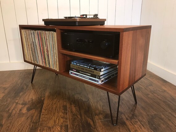 Solid Mahogany Turntable Cabinet Mid Century Modern Record Etsy