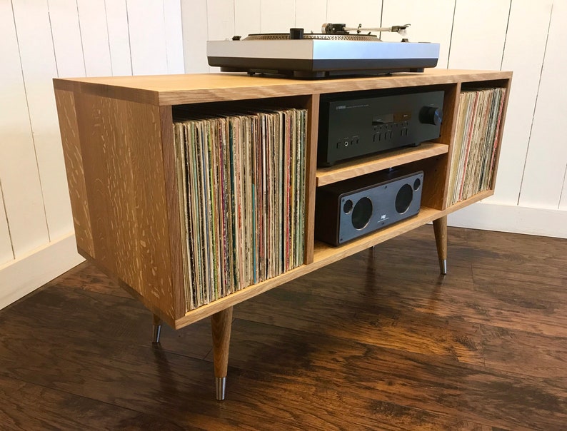Mid century modern turntable stand record player cabinet ...