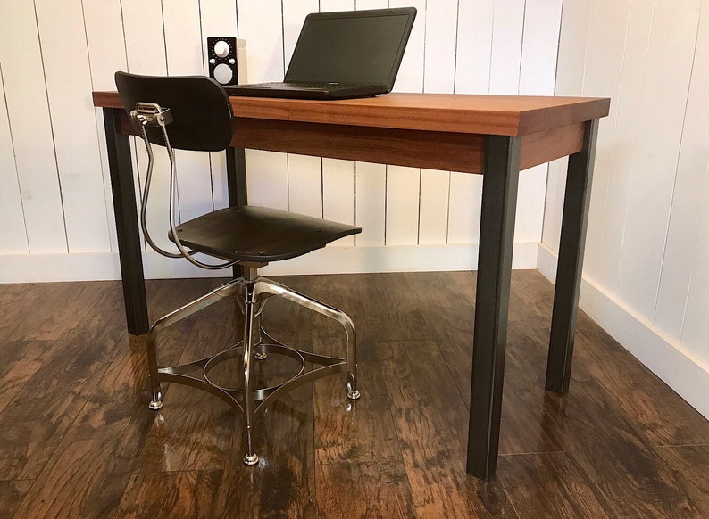 Modern Industrial Mahogany Desk Contemporary Mahogany Parsons Etsy