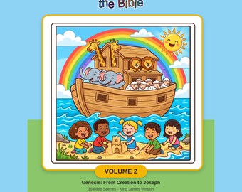 Bible Coloring Book PDF Vol 2 | 36 Printable Pages Genesis Creation to Joseph | Instant Download Kids Ages 5-8