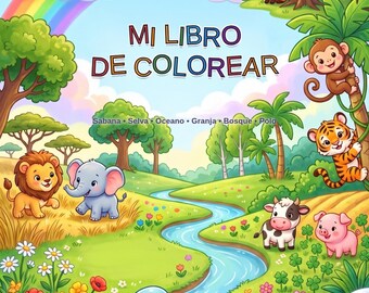 Animals Coloring Book PDF Volume 2 | 36 Printable Pages Savannah Jungle Ocean Farm Forest Pole | Instant Download 5-8 Years