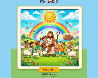Bible Coloring Book PDF | 36 Printable Pages Old New Testament Bible Stories | Instant Download Kids Ages 5-9