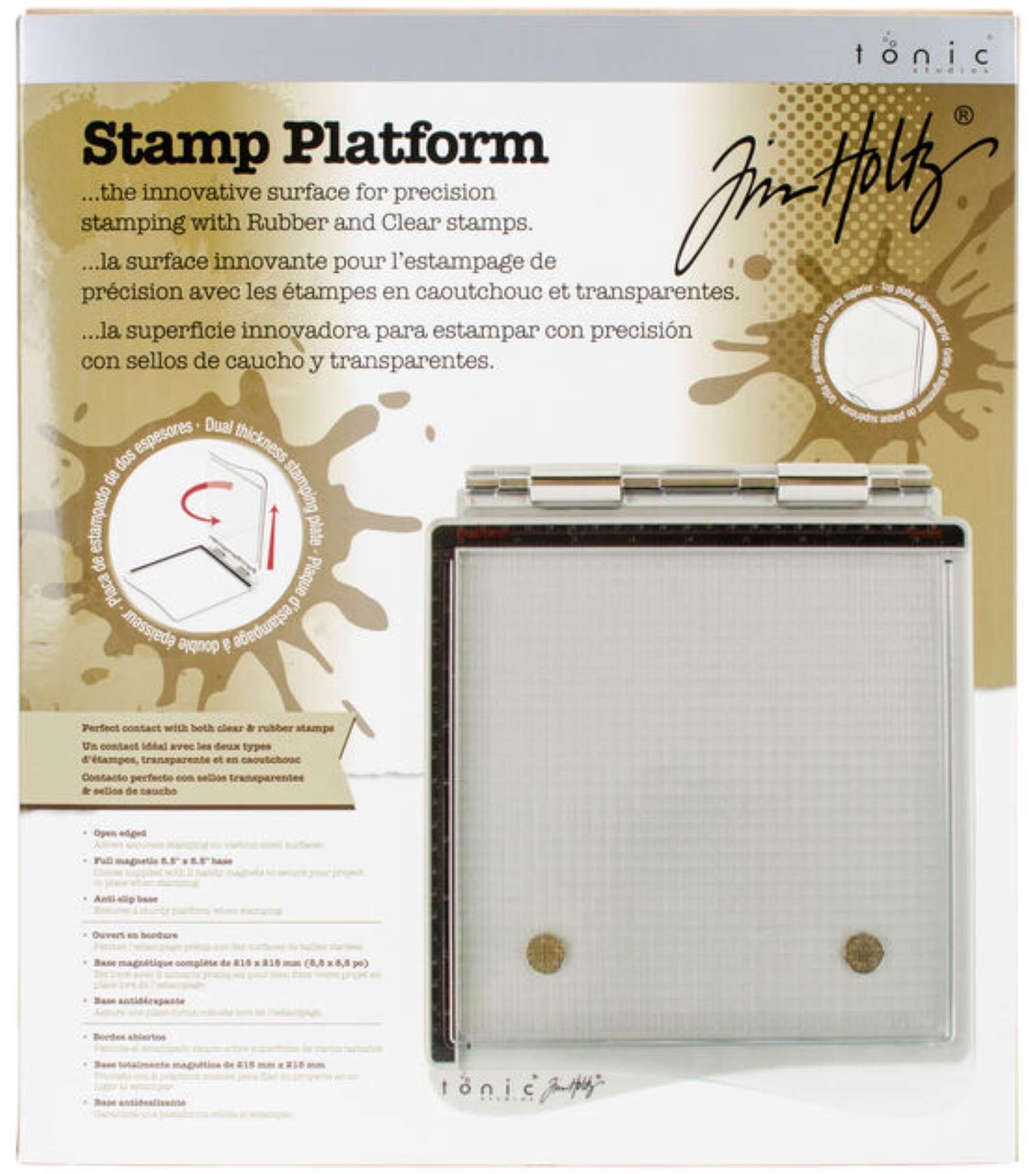 NEW VERSION Easy Stamp Platform Tool, Stamping Platform + Alignment Stamp  +Two Magnets, 4 pc for Accurate Craft Stamping