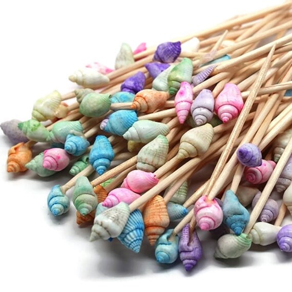 100 Pastel Dyed Seashell Toothpicks for Beach Wedding Shell | Etsy