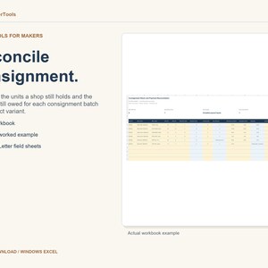 Consignment Inventory Spreadsheet for Excel, Stock Counts, Commission and Payments