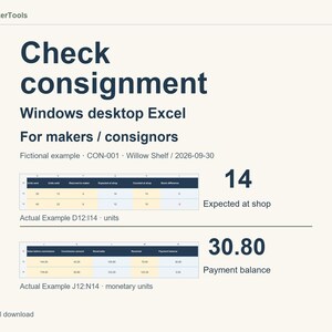 Consignment Inventory Spreadsheet for Makers, Excel Stock and Payment Reconciliation