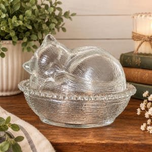 Glass Cat on Nest - Etsy