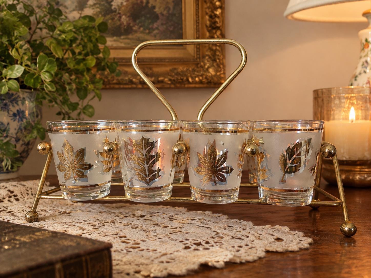 Vintage Bar Glasses With Carrier - Etsy