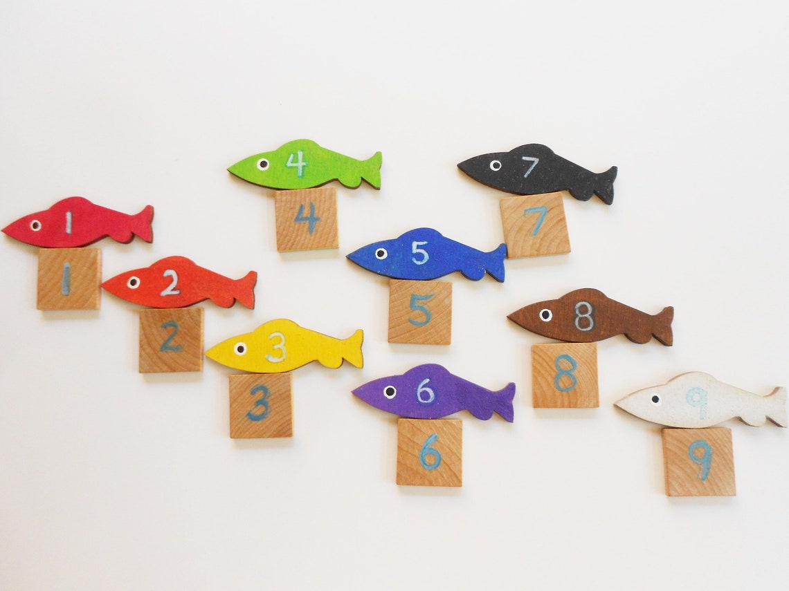 Tin of sardines wood counting color toy learning game for kids Etsy