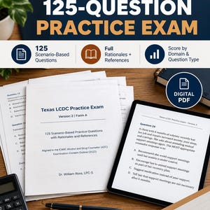 Texas LCDC Practice Exam | 125 Questions with Rationales | IC&RC adc Exam Prep