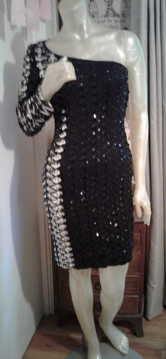 Vintage 1980s Black and Silver Sequins Little Blac