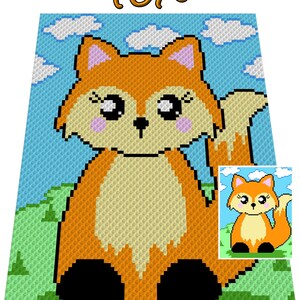 Fox Crochet Graph for Blanket, C2C, Written & Color Blocked ...