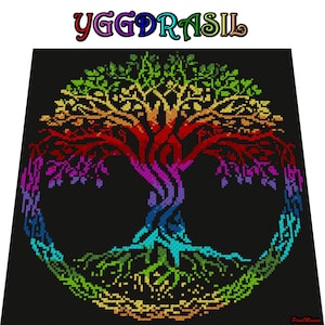 YGGDRASIL RAINBOW, graphique pour couverture au crochet C2C