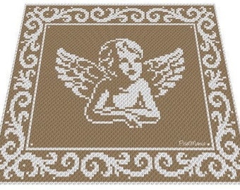 ANGEL - graph for crochet c2c blanket, written & color blocked instructions for corner to corner angelblanket, Angel throw