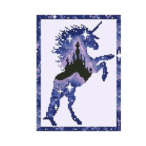 SAGOSTILS-diagram för virkad filt med fm, hdc, dm, med skrivna och färgblocksinstruktioner för en enhörningsfilt, sagofilt, enhörningsfilt