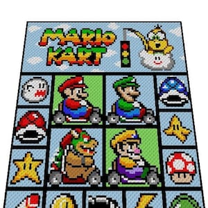 MARIO KART Super Mario inspired graph for blanket, C2C, written & color-block instructions for corner to corner image 5