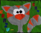 CRAZY CAT - crochet blanket children blanket, bedspread, baby blanket, playmat