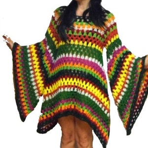 CROCHET PATTERN hiPPie DReSS TuniC e-Book , US-english & german, pdf-datei, crochet Hippiedress, granny square imagem 5