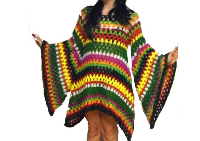 CROCHET PATTERN hiPPie DReSS TuniC e-Book , US-english & german, pdf-datei, crochet Hippiedress, granny square imagem 5