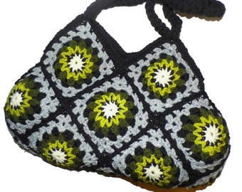 Crochet Bag * RetrO BAG *  Granny Square,  Hippiebag, upcycled Bag,