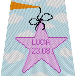 BABYGLÜCK - girl - personalisiert mit NAME & DATUM, Häkelmuster für c2c Decke