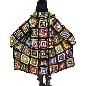 CROCHET PATTERN  * OversiZed COAT & HooD* e-Book, instant download, pdf-datei, plussized multicolor retro granny square coat