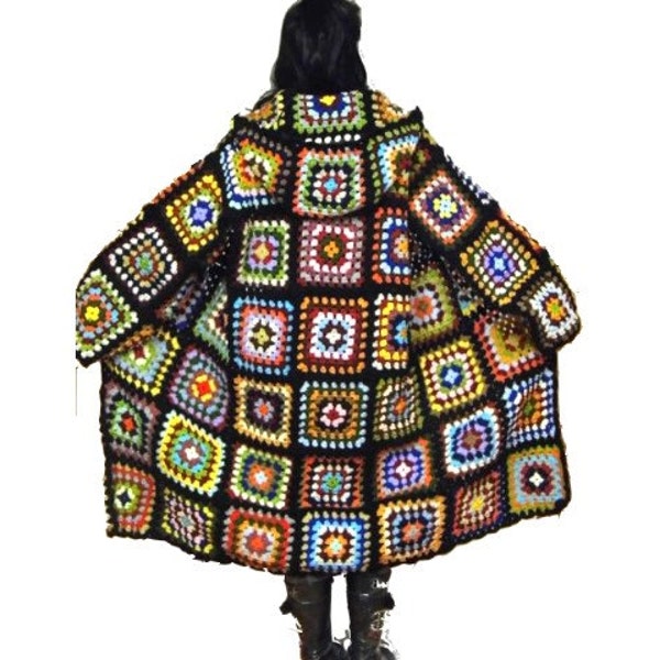 ISTRUZIONI PER L'UNCINETTO * CAPPOTTO E CAPPUCCIO all'uncinetto PlusSize * e-Book, file pdf, Cappotto con cappuccio all'uncinetto, Granny Square,