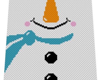 Mr. S - HaPPy SnoWmaN crochet graph for blanket, C2C, written & color blocked instructions for corner to corner,