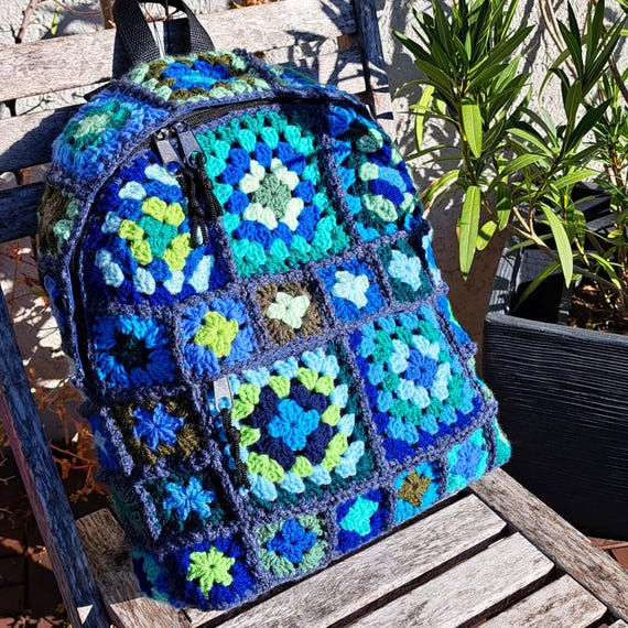 Handcrafted Crochet Backpack Black Crochet Backpack: Mini Knitted Purse With Gold  main image 2