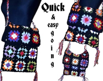 HÄKELANLEITUNG * Quick & EasYgoinG GrannY SquarE UMKLAPP-Tasche wandelbare Retrotasche* e-Book, sofortiger download,pdf-Datei, Häkeltasche