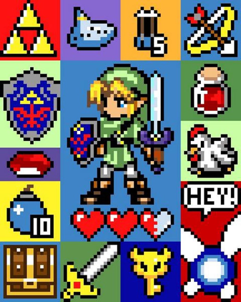 The Legend of Zelda inspired graph for blanket C2C written Etsy