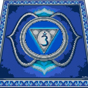 May include: A blue and silver mandala with a triangle and the number 5 inside. The mandala is surrounded by a blue background with a silver border.