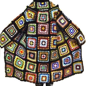 CROCHET PATTERN * OversiZed COAT & HooD* e-Book, instant download, pdf-datei, plussized multicolor retro granny square coat image 5