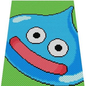 SLIME Dragon Quest inspired blanket, crochet graph for blanket, C2C, written & color blocked instructions for corner to corner,