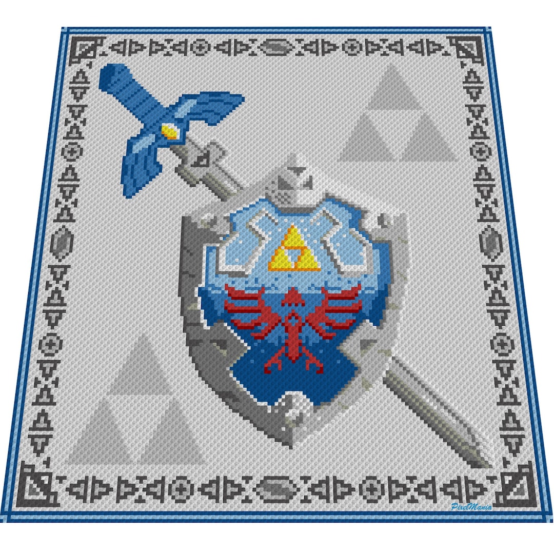 SHIELD - SWORD - the Legend of Zelda Inspired Graph for Blanket ...
