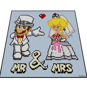 MR and MRS MARIO inspired blanket, crochet graph for blanket, C2C, written & color blocked instructions for corner to corner,