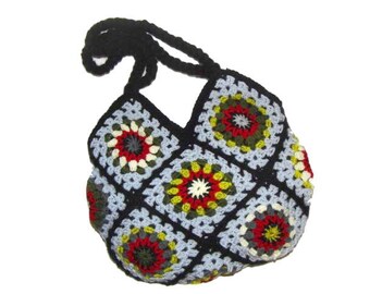 Crochet Bag * RetrO BAG *  Granny Square,  Hippiebag, upcycled Bag,