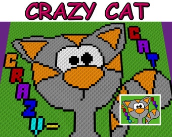 CrazY CaT, Häkelmuster, Grafik für C2C, Häkeldecke Ecke zu Ecke,  mit Anleitung - Zeile für Zeile & Farbblöcke