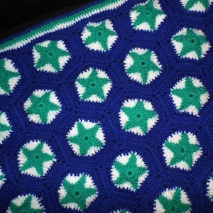 Crochet BABYBLANKET - StarSr AFGHAN - colorful GrannY SquarE BLANKET, Star-hexagon,